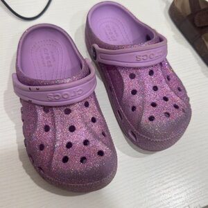 CROCS Kids Sparkly Glitter Slippers - Lavender